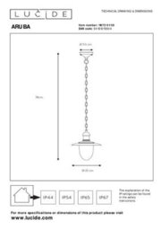 Lucide Aruba Cottage Pendant Light Outdoor - 25Cm - 1Xe27 - Ip44 - Black - Special Offer - thumbnail 5
