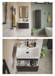 Aquarius Sophie 500mm Wall Hung One Drawer Vanity Unit With 1 Tap Hole Basin - thumbnail 2