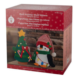 Xample 16 Inch Christmas Knit Characters Set, Penguin And Christmas Tree Shelf Sitters, Festive Indoor Holiday Decorations - thumbnail 8