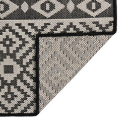 Berkfield Durable Outdoor Flatweave Rug 200X280 Cm Black Stripes - thumbnail 1