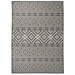Berkfield Durable Outdoor Flatweave Rug 200X280 Cm Black Stripes - thumbnail 2