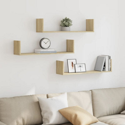 Berkfield Wall Shelves 3 Pcs Sonoma Oak 80X18X18 Cm Engineered Wood - image 1