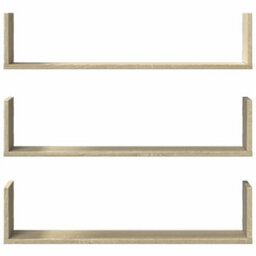 Berkfield Wall Shelves 3 Pcs Sonoma Oak 80X18X18 Cm Engineered Wood - thumbnail 4
