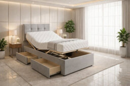 Comfort Curve Electric Adjustable Storage Bed Set, Grey