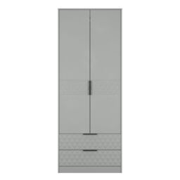 Anzio Ready Assembled Modern Matt Dusk Grey 2 Drawer Tall Double Wardrobe (H)1956mm (W)766mm (D)530mm - thumbnail 2