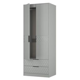 Anzio Ready Assembled Modern Matt Dusk Grey 2 Drawer Tall Double Wardrobe (H)1956mm (W)766mm (D)530mm - thumbnail 6
