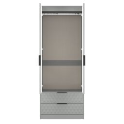 Anzio Ready Assembled Modern Matt Dusk Grey 2 Drawer Tall Double Wardrobe (H)1956mm (W)766mm (D)530mm - thumbnail 5