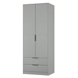 Anzio Ready Assembled Modern Matt Dusk Grey 2 Drawer Tall Double Wardrobe (H)1956mm (W)766mm (D)530mm - thumbnail 3