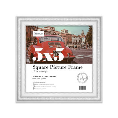 5X5 White Ornate Picture Frame (12.7 X 12.7Cm) Poster, Photo, Artwork, Gallery Wall Or Print - image 1
