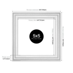 5X5 White Ornate Picture Frame (12.7 X 12.7Cm) Poster, Photo, Artwork, Gallery Wall Or Print - thumbnail 2