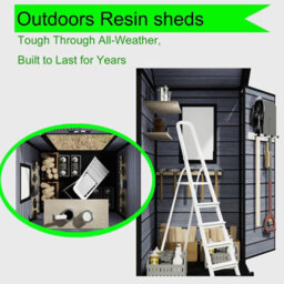Birchtree 4X3Ft Plastic Garden Shed Apex With Floor Window Lockable Door Wood Grain Grey - thumbnail 3