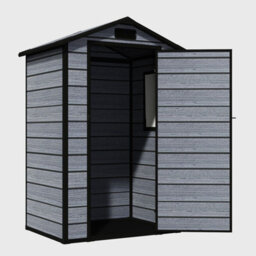Birchtree 4X3Ft Plastic Garden Shed Apex With Floor Window Lockable Door Wood Grain Grey - thumbnail 7