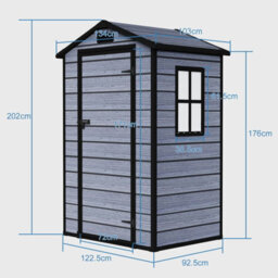 Birchtree 4X3Ft Plastic Garden Shed Apex With Floor Window Lockable Door Wood Grain Grey - thumbnail 9