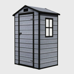 Birchtree 4X3Ft Plastic Garden Shed Apex With Floor Window Lockable Door Wood Grain Grey - thumbnail 8