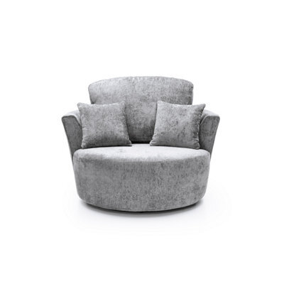 Abakus Direct Harriet Crushed Chenille Swivel Chair In Light Grey - image 1