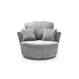 Abakus Direct Harriet Crushed Chenille Swivel Chair In Light Grey