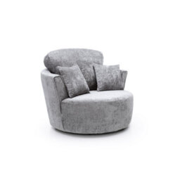 Abakus Direct Harriet Crushed Chenille Swivel Chair In Light Grey - thumbnail 2
