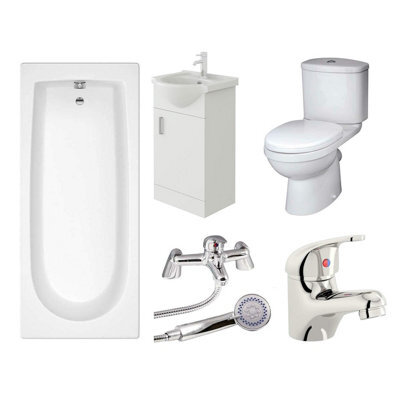 Veebath Rosina 1500mm Bath, Vanity Unit & Toilet Bathroom Suite - image 1