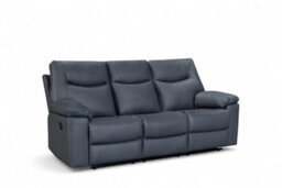 Faux Leather Dark Grey 3 Seater Manual Recliner Sofa Columbia - thumbnail 4