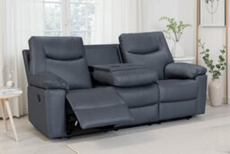 Faux Leather Dark Grey 3 Seater Manual Recliner Sofa Columbia - thumbnail 2