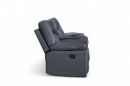 Faux Leather Dark Grey 3 Seater Manual Recliner Sofa Columbia - thumbnail 6