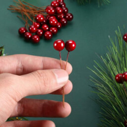 Artificial Holly Berries, 100 Mini 10mm Berries On Wire For Christmas Tree Decorations, Flower Wreaths, Diy Projects (Wine Red) - thumbnail 2