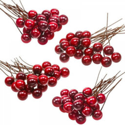Artificial Holly Berries, 100 Mini 10mm Berries On Wire For Christmas Tree Decorations, Flower Wreaths, Diy Projects (Wine Red) - thumbnail 1