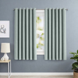 Oxford Homeware Eyelet Linen Effect Curtains Sage Green Fully Lined 100%blackout Thermal Insulated Curtains Pair (W)168Cmx(L)137Cm
