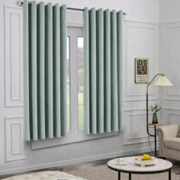 Oxford Homeware Eyelet Linen Effect Curtains Sage Green Fully Lined 100%blackout Thermal Insulated Curtains Pair (W)168Cmx(L)137Cm - thumbnail 2