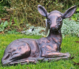 Laying Fawn Garden Sculpture Deer Ornament - thumbnail 2
