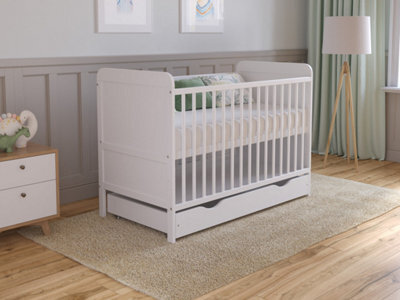 Love For Sleep Levi Cot Bed 120X60Cm With Drawer And Microfiber Quilted Mattress - image 1