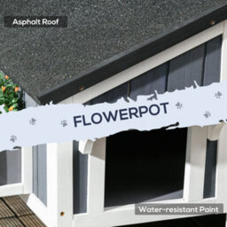 Pawhut Wooden Outdoor Cat House W/ Flower Pot, Windows, Multiple Entrances - thumbnail 6