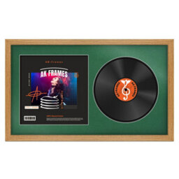 "30X17"" Oak Modern Vinyl Record Frame With Emerald Mount For 12 Inch Lp Album Cover & Disc - Ak Frames" - thumbnail 1