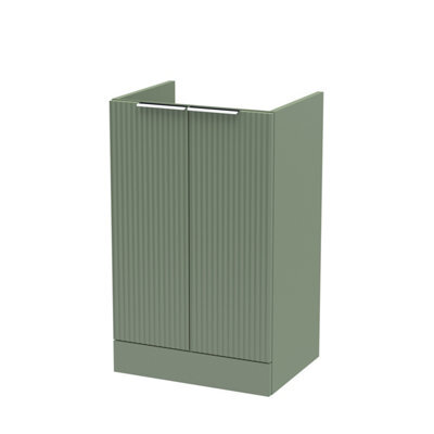 Hudson Reed Fluted 500mm Floor Standing 2-Door Unit-Satin Green - image 1