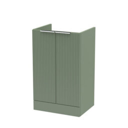 Hudson Reed Fluted 500mm Floor Standing 2-Door Unit-Satin Green