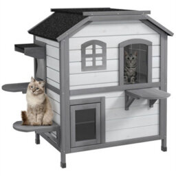White-Cat Condo W/ Tons Of Room & Openable Roof Fir Wood Outdoor - thumbnail 4