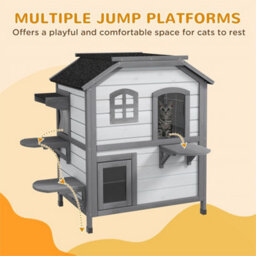 White-Cat Condo W/ Tons Of Room & Openable Roof Fir Wood Outdoor - thumbnail 5