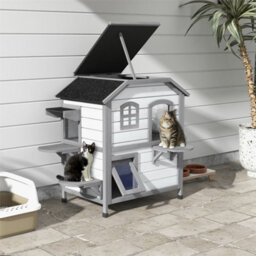 White-Cat Condo W/ Tons Of Room & Openable Roof Fir Wood Outdoor - thumbnail 6