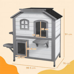 White-Cat Condo W/ Tons Of Room & Openable Roof Fir Wood Outdoor - thumbnail 2