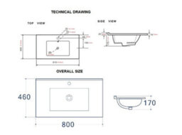 Impact Furniture Bathroom Furniture Set 800mm Vanity Unit With Sink And Wall Hung Cabinets White Gloss And Oak Aruba - thumbnail 6