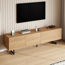 Btm Modern Tv Stand 180X38X51.5Cm, 3D Texture Design Tv Cabinet, Lowboard Media Console For Living Room - thumbnail 4