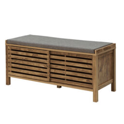 Home Source Luna Sliding 2 Door Hallway Shoe Bench Storage Organiser With Cushion - thumbnail 2