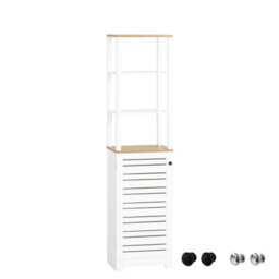 Sobuy Bzr43-W, Tall Cabinet Bathroom Cabinet Storage Cabinet With 3 Shelves And 1 Door,white,w40Xd30Xh160 - thumbnail 1