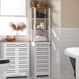Sobuy Bzr43-W, Tall Cabinet Bathroom Cabinet Storage Cabinet With 3 Shelves And 1 Door,white,w40Xd30Xh160 - thumbnail 2