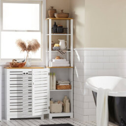 Sobuy Bzr43-W, Tall Cabinet Bathroom Cabinet Storage Cabinet With 3 Shelves And 1 Door,white,w40Xd30Xh160 - thumbnail 4