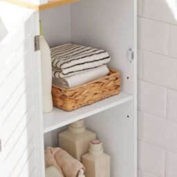 Sobuy Bzr43-W, Tall Cabinet Bathroom Cabinet Storage Cabinet With 3 Shelves And 1 Door,white,w40Xd30Xh160 - thumbnail 6