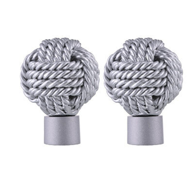 Lister Cartwright 19mm Curtain Pole Ends Finials Pack Of 2 Adjustable Screws Available In Colours Matt Silver (Metal Knotted Finials)
