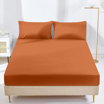 Oxford Homeware Rust Dyed Fitted Sheet 25Cm Extra Deep Pocket Soft Easy Care Bedding Sheet (W)180Cmx(L)200Cm (Super King) - image 1