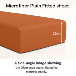 Oxford Homeware Rust Dyed Fitted Sheet 25Cm Extra Deep Pocket Soft Easy Care Bedding Sheet (W)180Cmx(L)200Cm (Super King) - thumbnail 2