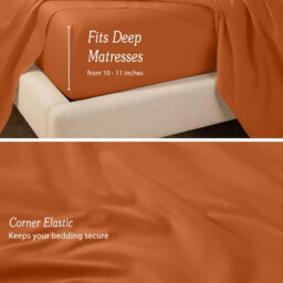Oxford Homeware Rust Dyed Fitted Sheet 25Cm Extra Deep Pocket Soft Easy Care Bedding Sheet (W)180Cmx(L)200Cm (Super King) - thumbnail 4